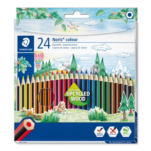 Spalvoti pieštukai STAEDTLER NORIS COLOUR 185, 24 spalvos-Spalvoti pieštukai-Piešimo priemonės