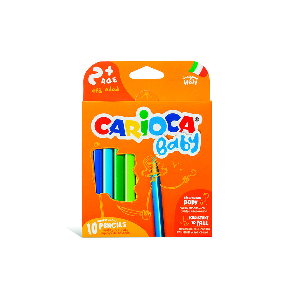 Spalvoti pieštukai mažyliams CARIOCA BABY 2+, 10 vnt.-Spalvoti pieštukai-Piešimo priemonės