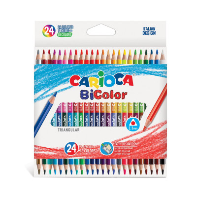 Spalvoti dvipusiai tribriauniai pieštukai CARIOCA BICOLOR, 24 vnt.-Spalvoti pieštukai-Piešimo