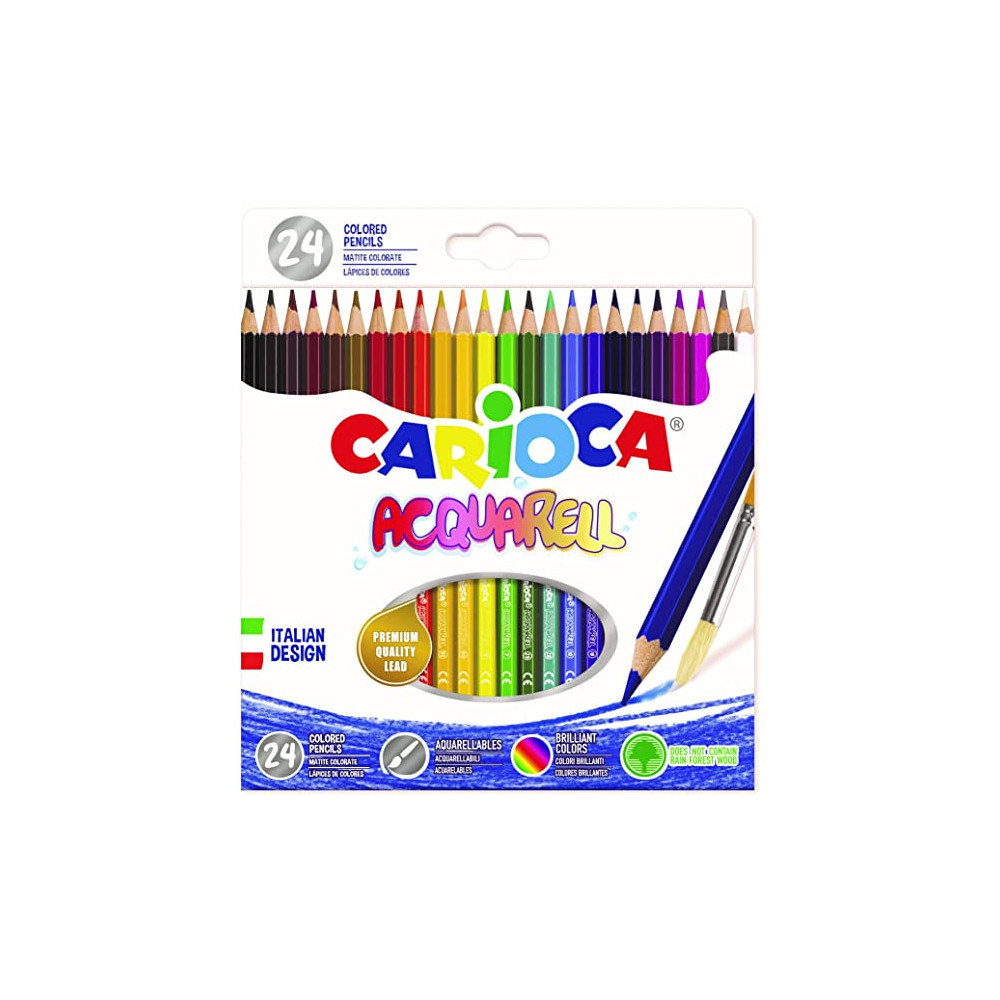 Spalvoti akvareliniai pieštukai CARIOCA, 24 vnt.-Spalvoti pieštukai-Piešimo priemonės