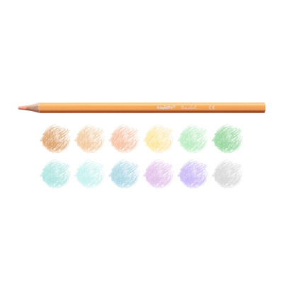 Spalvoti pieštukai CARIOCA, pastelinių spalvų, 12 vnt.-Spalvoti pieštukai-Piešimo priemonės