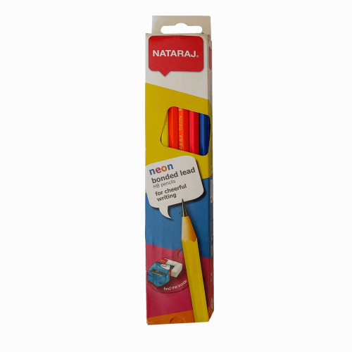 Pieštukai NATARAJ NEON, HB, 12 vnt./pak. + drožtukas ir trintukas-Pieštukai, grafitai-Piešimo