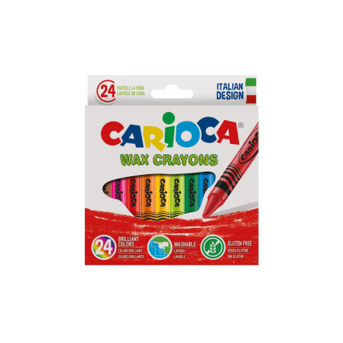 Vaškinės kreidelės CARIOCA 24 spalvos, nuplaunamos-Kreida ir kreidelės-Piešimo priemonės