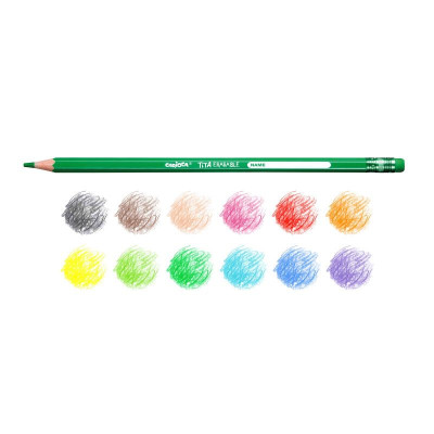 Spalvoti pieštukai CARIOCA TITA, ištrinami su trintuku, 12 spalvų-Spalvoti pieštukai-Piešimo