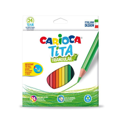 Spalvoti pieštukai CARIOCA TITA, tribriauniai, 24 spalvos-Spalvoti pieštukai-Piešimo priemonės