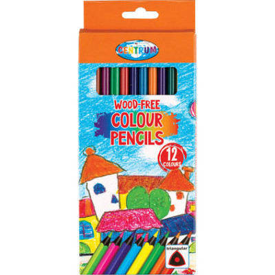 Spalvoti pieštukai CENTRUM Wood Free, 12 spalvų-Spalvoti pieštukai-Piešimo priemonės