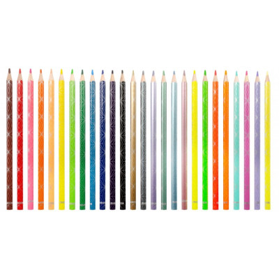 Spalvoti pieštukai KORES KOLORES STYLE, tribriauniai, 3mm, 26 spalvos (6 metalizuotos, 4