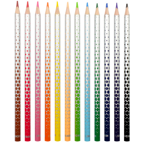 Spalvoti pieštukai KORES KOLORES MAGIK, tribriauniai, 3mm, ištrinami, 12 spalvų +