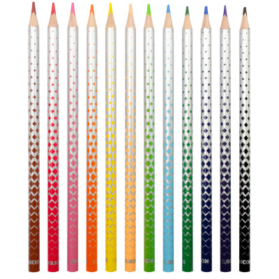 Spalvoti pieštukai KORES KOLORES MAGIK, tribriauniai, 3mm, ištrinami, 12 spalvų +