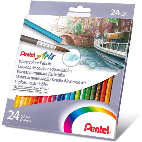 Spalvoti pieštukai PENTEL ARTS, akvareliniai 24 spalvų-Spalvoti pieštukai-Piešimo priemonės