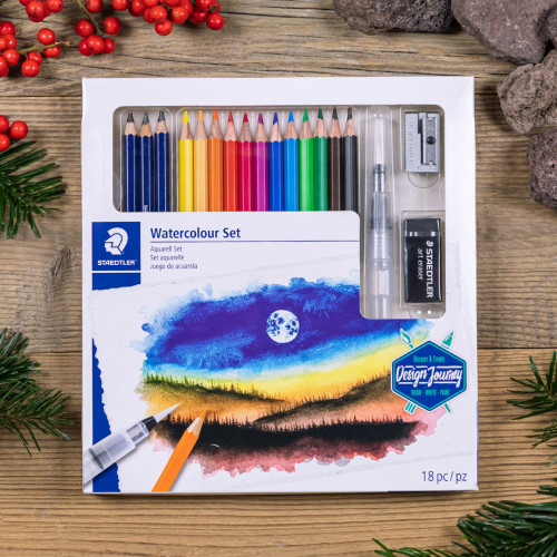 Kūrybinis rinkinys STAEDTLER 146 10C, 12 spalvotų pieštukų + 3 grafitiniai pieštukai, vandens