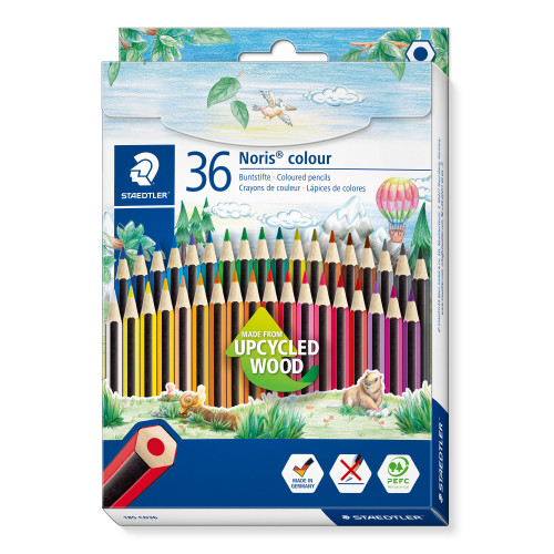 Spalvoti pieštukai STAEDTLER NORIS COLOUR 185, 36 spalvos-Spalvoti pieštukai-Piešimo priemonės