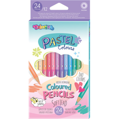 Spalvoti pieštukai Colorino Pastel, 12 vnt./24 spalvų-Spalvoti pieštukai-Piešimo priemonės