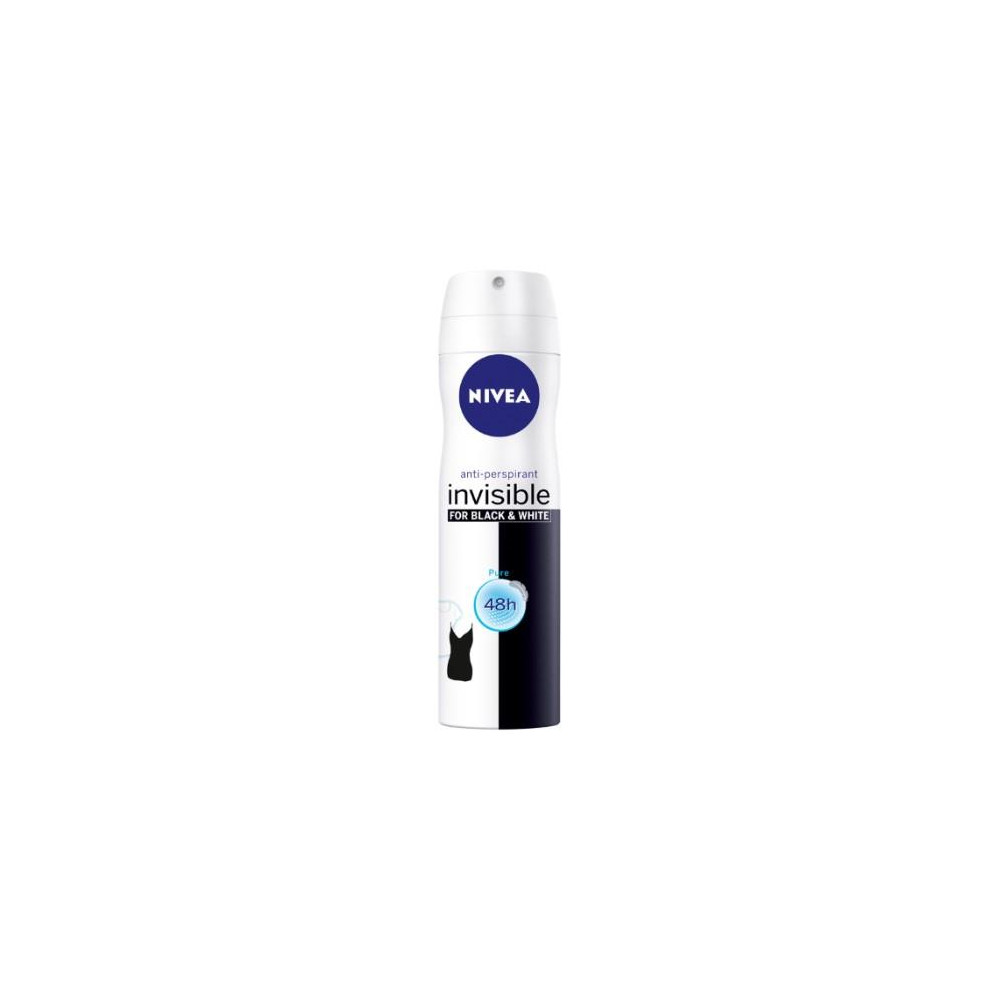 NIVEA Purškiamasis dezodorantas BLACK&WHITE PURE moterims 150ml-Dezodorantai-Kūno priežiūros