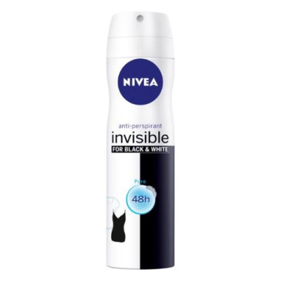 NIVEA Purškiamasis dezodorantas BLACK&WHITE PURE moterims 150ml-Dezodorantai-Kūno priežiūros