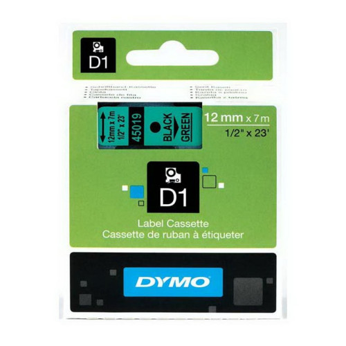Juostelė DYMO D1 (12mm. x 7m.), Juodai ant žalio-Etikečių spausdintuvai, priedai-Spausdintuvai