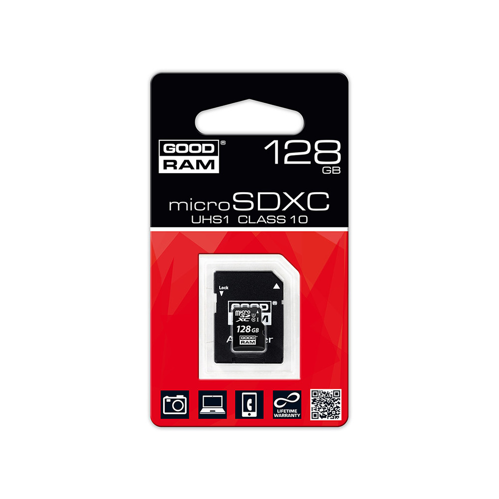 Atminties kortelė microSDHC class 10 UHS I 128GB + adapteris-Atminties kortelės-Išorinės