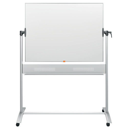 Dvipusė vartoma emaliuota magnetinė lenta NOBO, 90x120 cm, mobilus stovas, balta