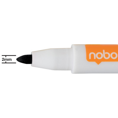 Baltos lentos žymekliai NOBO Mini, su valikliu, 6 vnt., įv. spalvų-Valymo priemonės ir