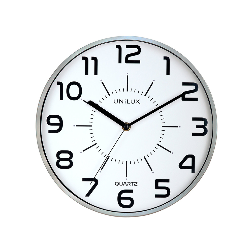 Sieninis laikrodis UNILUX POP, diametras 28cm, sidabrinė sp.-Laikrodžiai-Interjero detalės