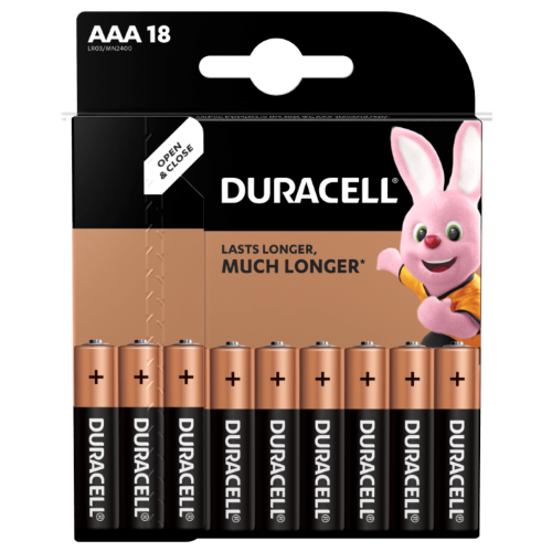 Baterijos DURACELL AAA, LR06 18 vnt-Baterijos AA, AAA-Elementai