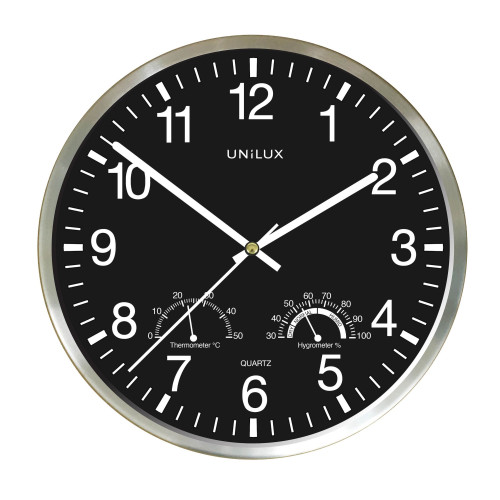 Sieninis laikrodis UNILUX WETTY 30cm, su termometru ir higrometru-Laikrodžiai-Interjero detalės