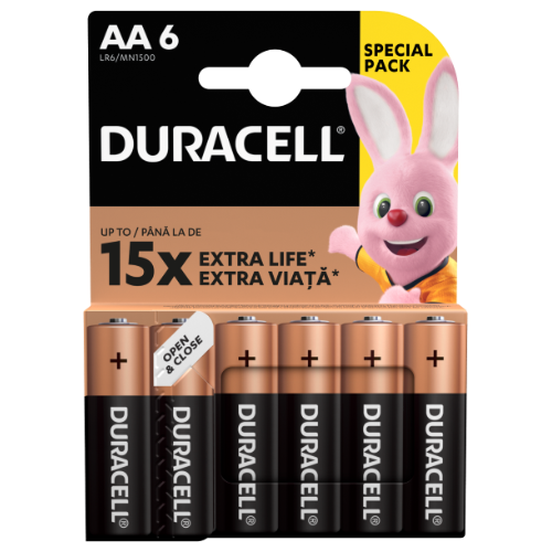Baterijos DURACELL AA, LR6, 6vnt-Baterijos AA, AAA-Elementai