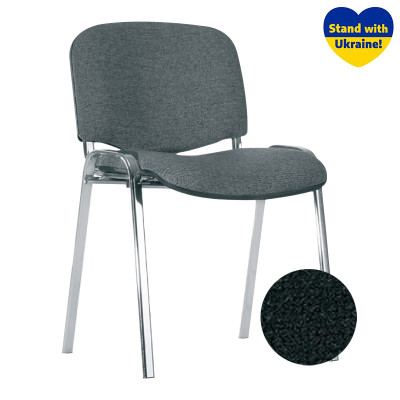 Lankytojų kėdė NOWY STYL ISO chromuota, odos pakaitalas, V-4, juoda sp.-Lankytojų kėdės-Kėdės