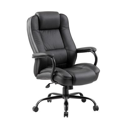Vadovo kėdė OFFICE4YOU ELEGANT XXL, juodos sp. odos imitacija ir metalinė kryžmė-Kėdės-Biuro