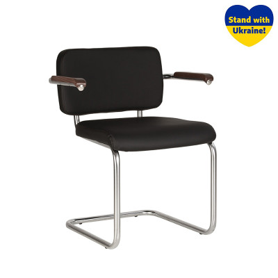 Lankytojų kėdė Sylwia ARM LUX RD01, dirbtinė oda, juoda sp.-Lankytojų kėdės-Kėdės