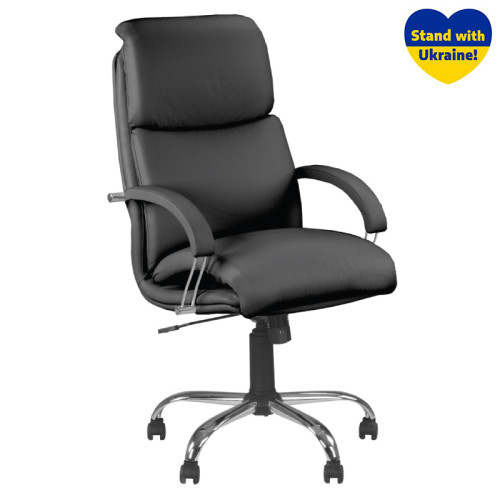 Vadovo kėdė NOWY STYL NADIR STEEL Chrome, juodos sp. odos imitacija-Kėdės-Biuro baldai