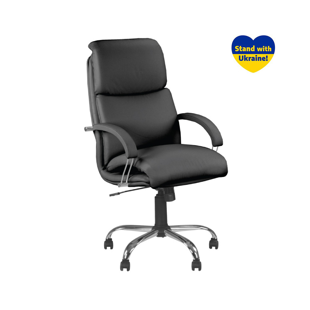 Vadovo kėdė NOWY STYL NADIR STEEL Chrome, juodos sp. odos imitacija-Kėdės-Biuro baldai