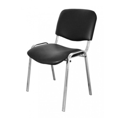 Lankytojų kėdė NOWY STYL ISO, chromuota, odos pakaitalas, V-4, juoda sp.-Lankytojų kėdės-Kėdės