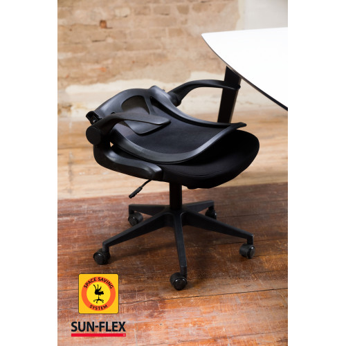 Reguliuojamo aukščio kėdė SUN-FLEX®HIDEAWAY CHAIR, 91-101 cm, juodas rėmas, juoda sėdima