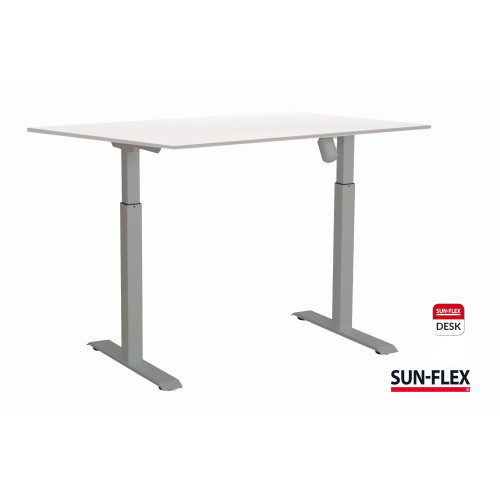 Reguliuojamo aukščio stalas SUN-FLEX ADAPT I, baltas stalviršis ir pilkas rėmas