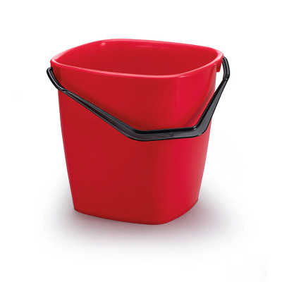 Plastikinis kibiras DURABLE su plastmasine rankena, kvadratinis, 14 L, raudona-Kibirai-Valymo
