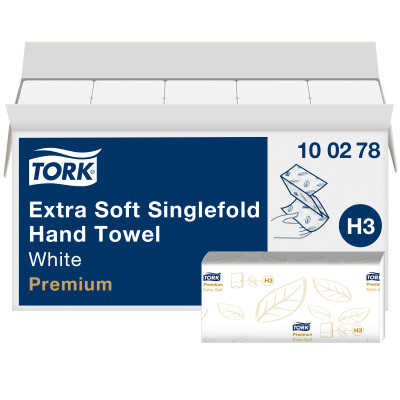 Servetėlės rankoms TORK PREMIUM EXTRA SOFT H3, 100278, 2 sl., 200 serv., 23 x 22.6 cm, balta