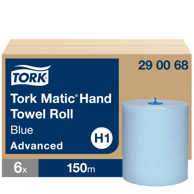 Popieriniai rankšluosčiai TORK H1 Advanced Matic, 2 sl., 150 m, mėlyna sp., 290068-Popieriniai