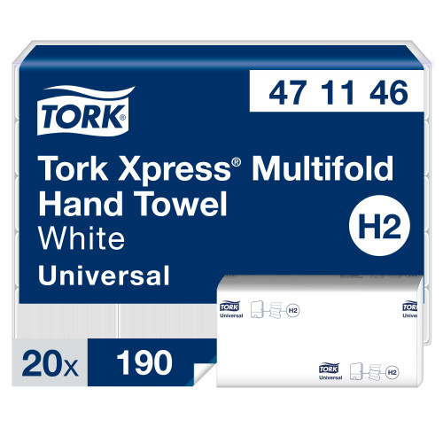 Rankšluostis TORK XPRESS Multifold 471146, 2 sl., 23,4 x 21,3 cm, balta sp. su lapų