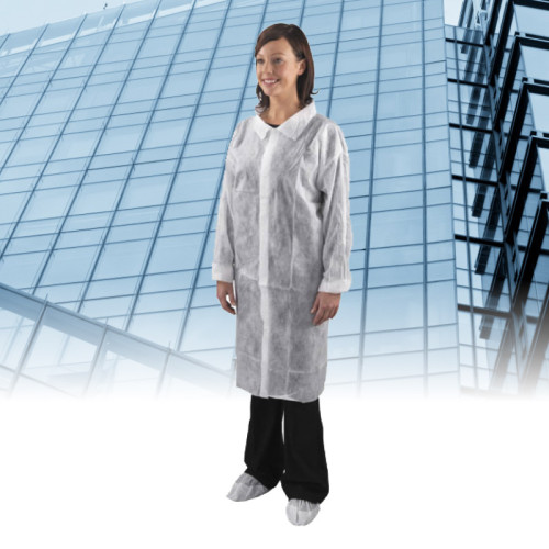 Vienkartinis kostiumas su Velcro užsegimu, polipropileninis, XL dydis, balta sp., 5