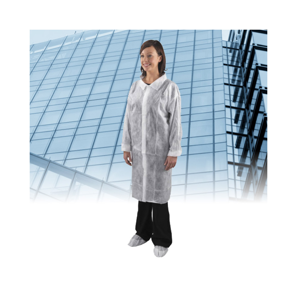 Vienkartinis kostiumas su Velcro užsegimu, polipropileninis, XL dydis, balta sp., 5