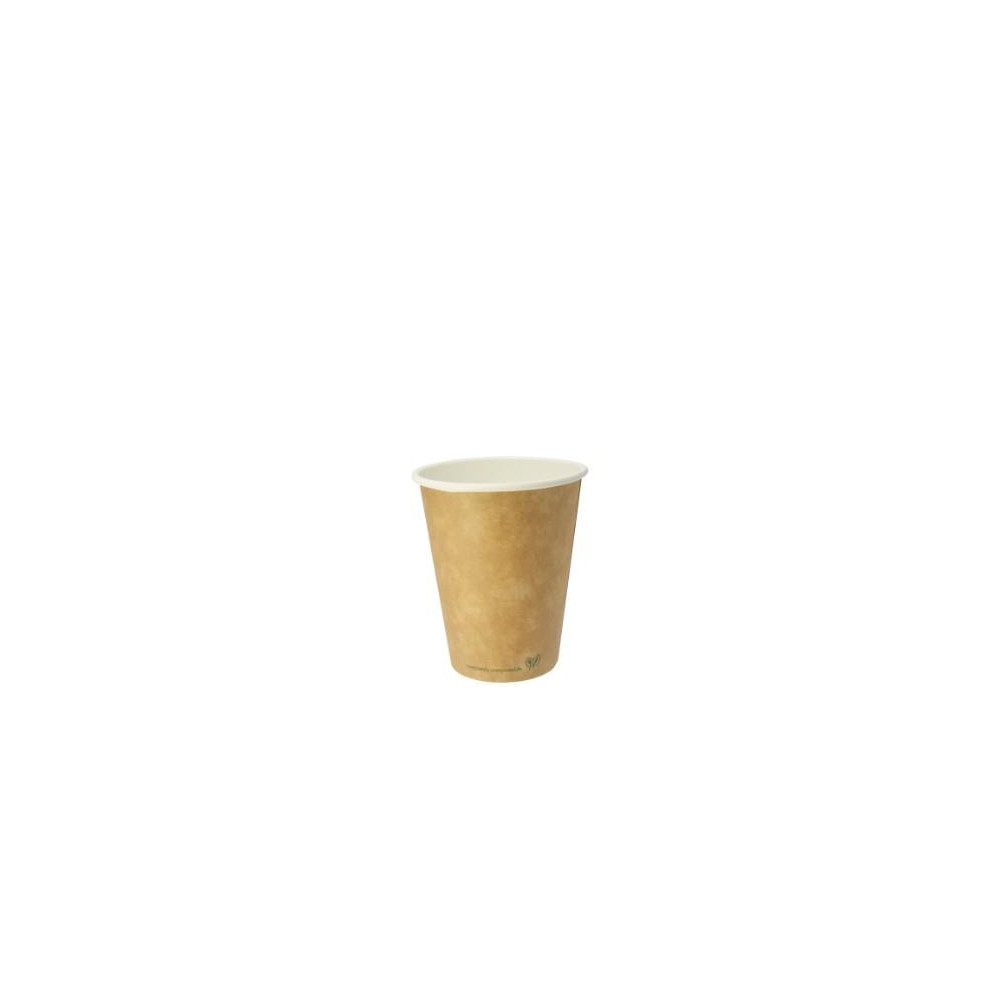Vienkartiniai puodeliai, VEGWARE, popieriniai, dengti PLA, šv. rudi, 236 ml, D 80 mm, 50