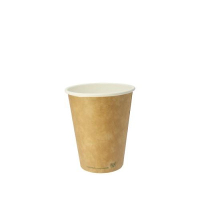 Vienkartiniai puodeliai, VEGWARE, popieriniai, dengti PLA, šv. rudi, 236 ml, D 80 mm, 50