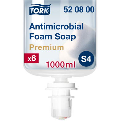 Muilo putos TORK S4 Antimicrobial, 1l, 520800-Muilas, skystas muilas-Rankų priežiūros priemonės
