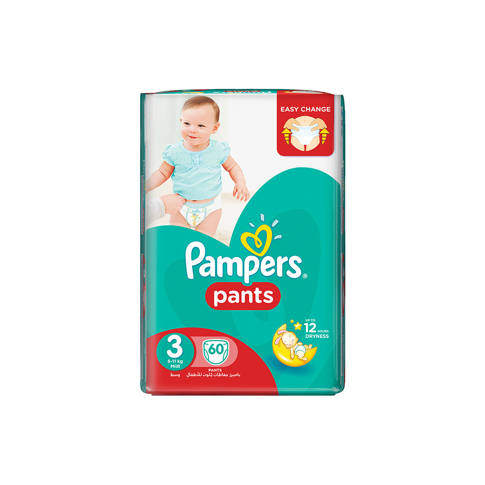 Sauskelnės PAMPERS Pants, JP, 3 dydis 6 - 11 kg, 60 vnt.-Sauskelnės-Vaikų higienos prekės