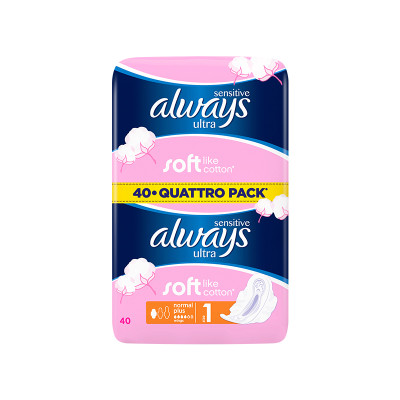 Higieniniai paketai ALWAYS Ultra Sensitive Quattro, 40 vnt.-Higieniniai paketai-Intymios