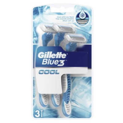 Vienkartiniai skustuvai Gillette BLUE 3 Cool, 3 vnt.-Skustuvai ir skutimosi