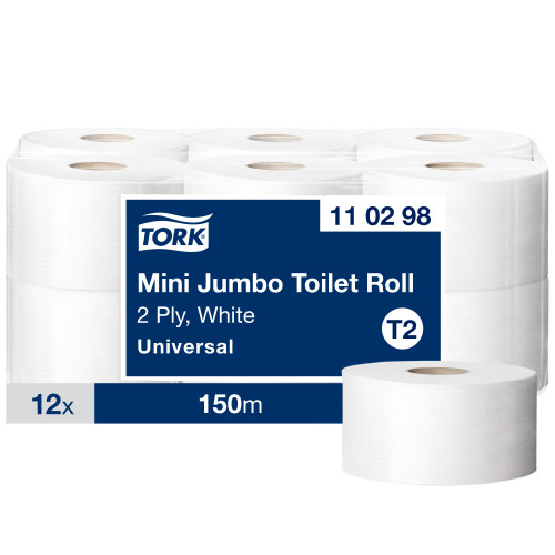 Tualetinis popierius Tork Universal Mini Jumbo T2, 2 sl., 9.1cm x 150m, balta sp.
