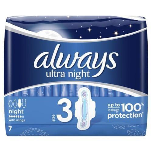 Higieniniai paketai ALWAYS Ultra Night, 7 vnt.-Higieniniai paketai-Intymios higienos priemonės