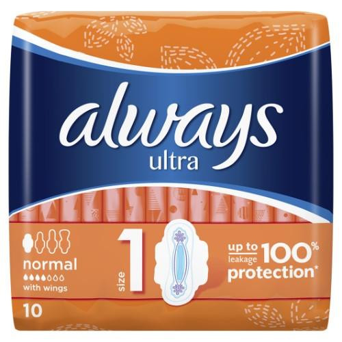 Higieniniai paketai ALWAYS Ultra Normal Plus, 10 vnt.-Higieniniai paketai-Intymios higienos